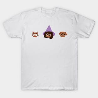 Cute Witch, Cat and Dog Familiars 🔮 Halloween Set 🎃 T-Shirt